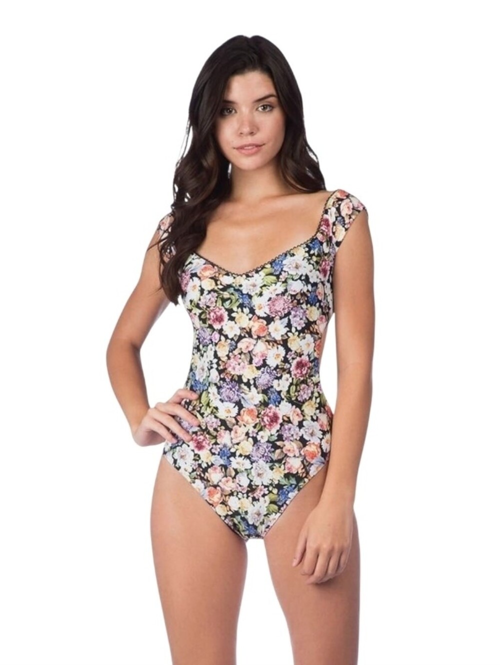 NWT. Lucky Brand Late Bloomer Off The Shoulder One Piece Swimsuit. Size Medium